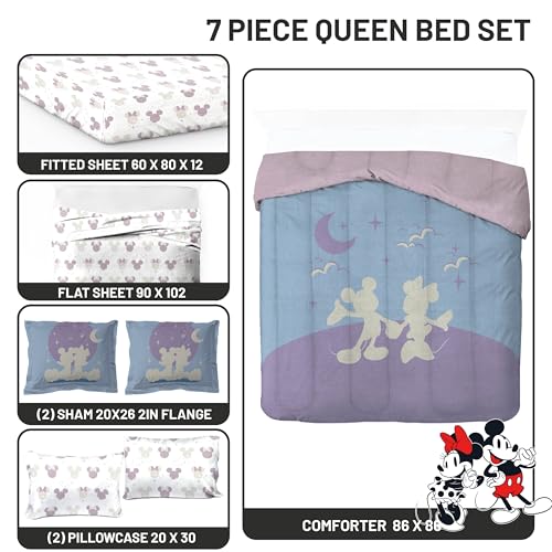 Disney Mickey and Minnie Mouse Queen Comforter Set 7 Piece Bedding