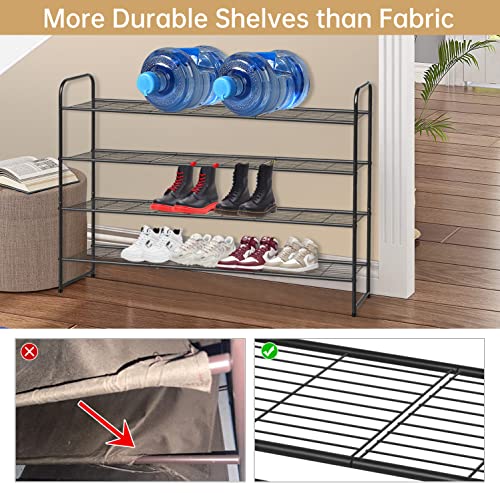 4 Tier Long Shoe Rack for Closet Metal Shoe Organizer for Entryway