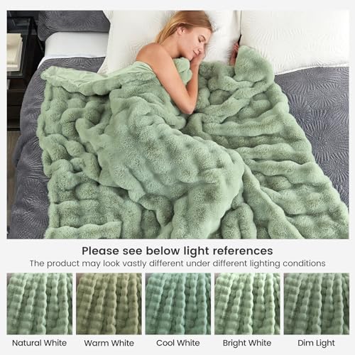 Faux Fur Throw Blanket for Couch