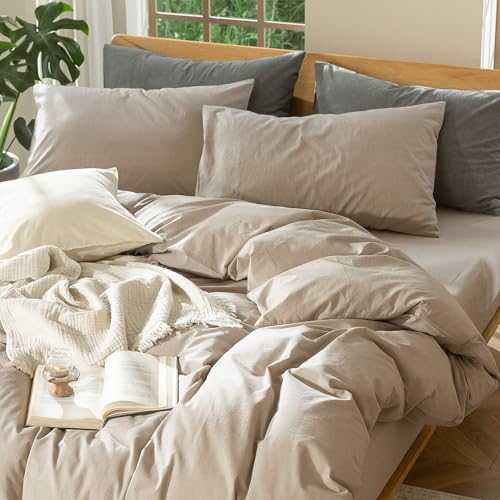 Duvet Cover Set 100% Washed Cotton Linen Like Twin