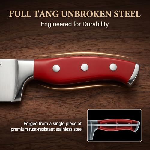 Knife Set Red Kitchen Knife Block Set w Built