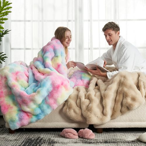 Faux Fur Throw Blanket for Couch