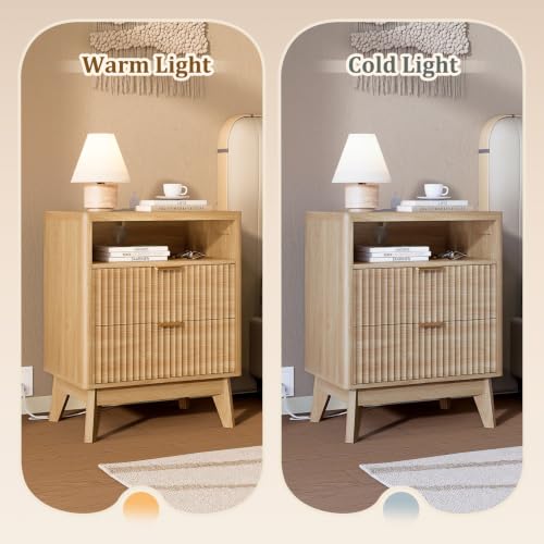 Fluted Nightstand with Charging Station