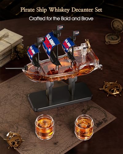 Pirate Ship Whiskey Decanter Gift Set with 2 Glasses