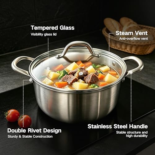 5PCS Stainless Steel Pots and Pans Set Non stick