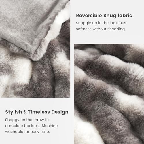 Faux Fur Throw Blanket for Bed King Size