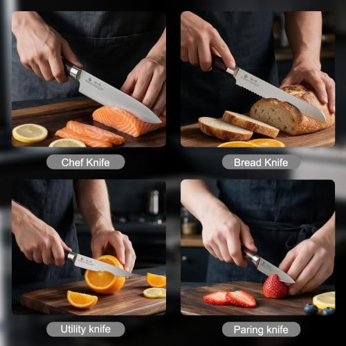 18 Piece Japanese Santoku Stainless Steel Knife Set with Block