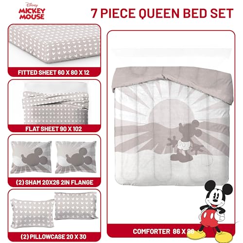 Disney Mickey Mouse Queen Comforter Set 7 Piece Cartoon Bedding