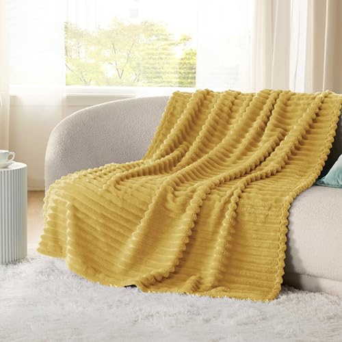 Soft Twin Blanket for Bed Decor Gifts Yellow 60"x80"