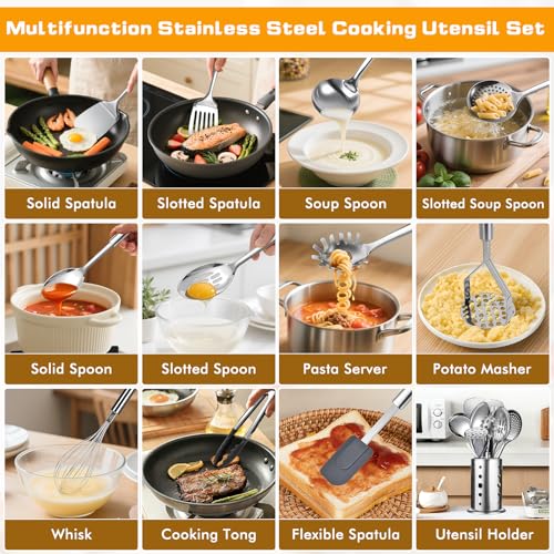 12 Pcs Stainless Steel Cooking Utensils Set (12 Count)