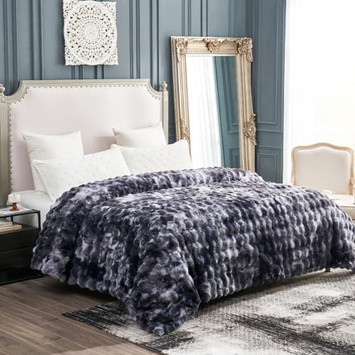 Faux Fur Throw Blanket for Bed King Size