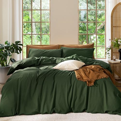Duvet Cover Set 100% Washed Cotton Linen Like Cal King (62.4 Ounce)
