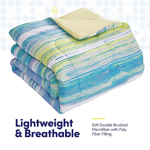 7 Piece Comforter Set Bag Solid Color All Season Soft Down Alternative Blanket & Luxurious Microfiber Bed Sheets