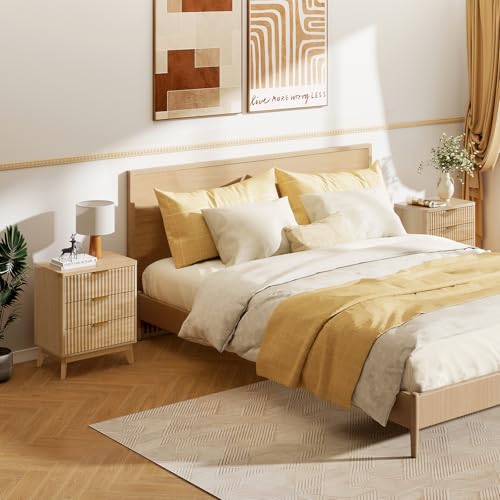 Fluted Night Stand with 3 Drawers