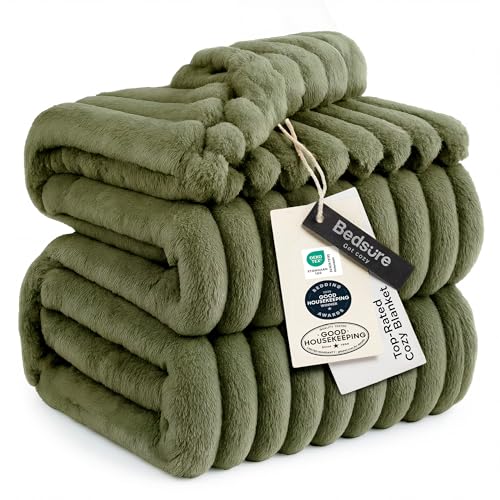 Soft Full Size Fleece Blankets for Bed Moss 84"x90"