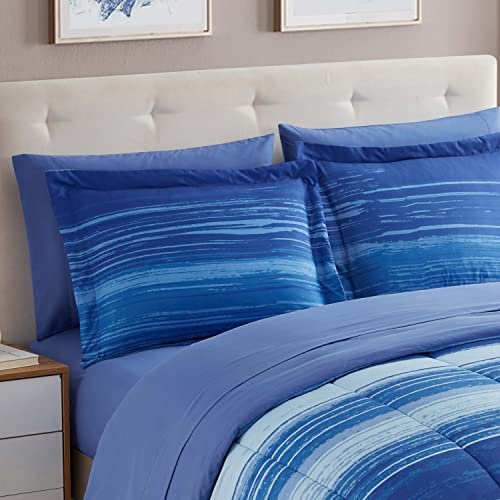 7 Piece Comforter Set Bag Solid Color All Season Soft Down Alternative Blanket & Luxurious Microfiber Bed Sheets