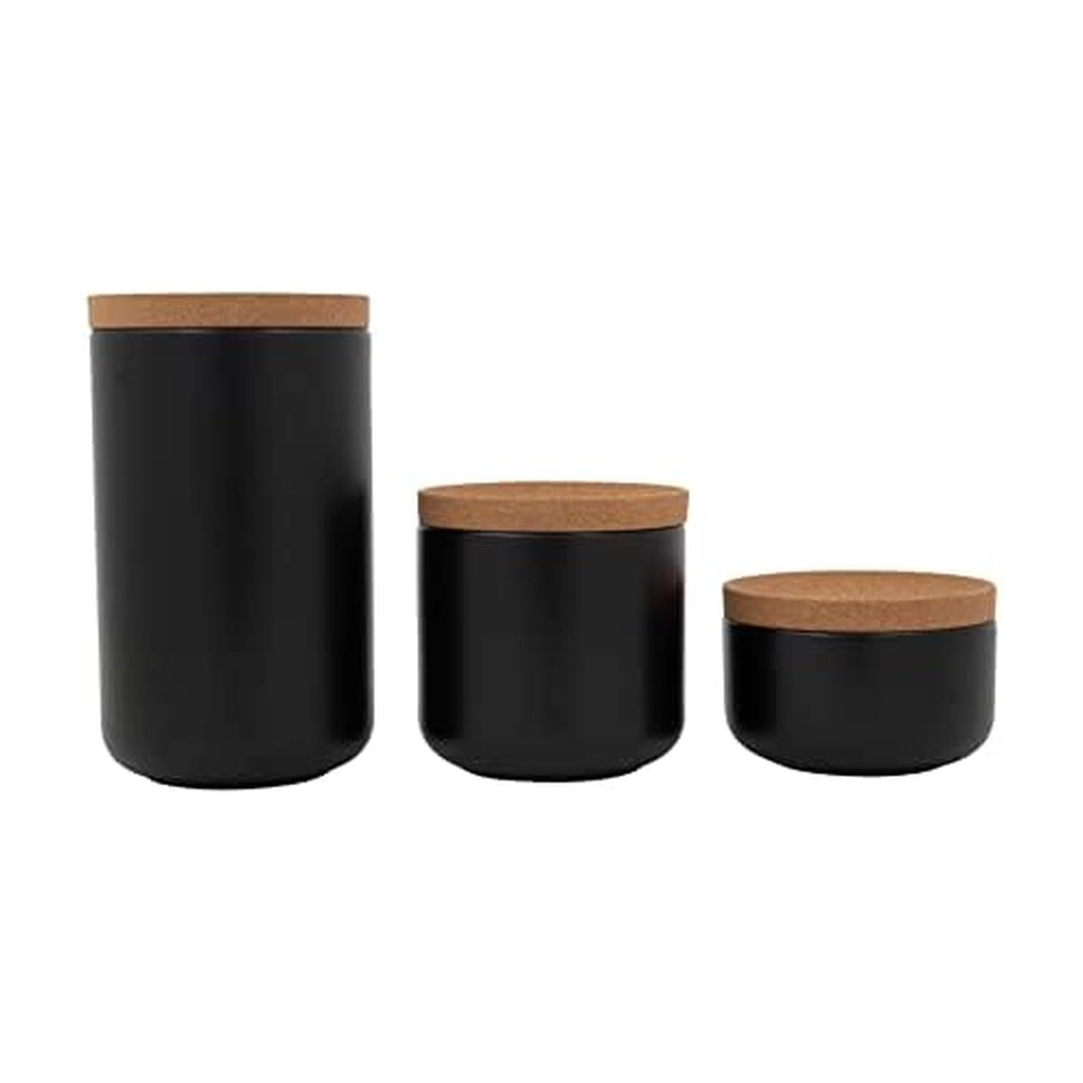 Ceramic and Cork Set of 3 Stackable Canisters