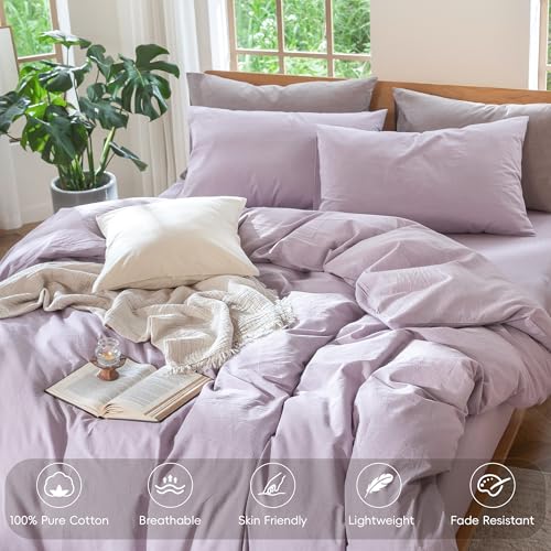 Duvet Cover Set 100% Washed Cotton Linen Like King