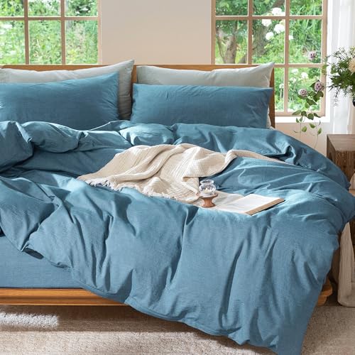 Duvet Cover Set 100% Washed Cotton Linen Like Twin (2 Count)