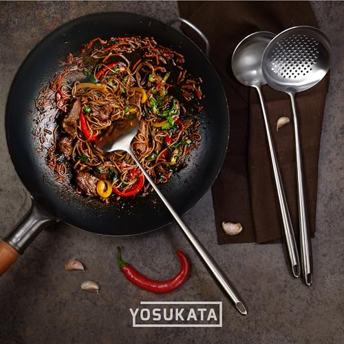 17" Stainless Steel Wok Spatula Ladle and Skimmer Spoon Set of 3 (3 Count)