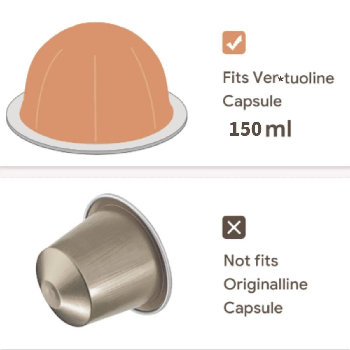 Reusable Vertuo Capsule 150ml for Nespresso Vertuoline Next
