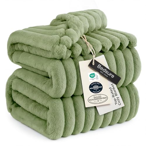 Soft King Size Blankets for Bed Reseda Green 108"x90"