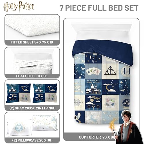Harry Potter Full Comforter Set 7 Piece Soft Hogwarts Bedding