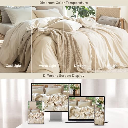 Duvet Cover Set 100% Washed Cotton Linen Like Twin (2 Count)