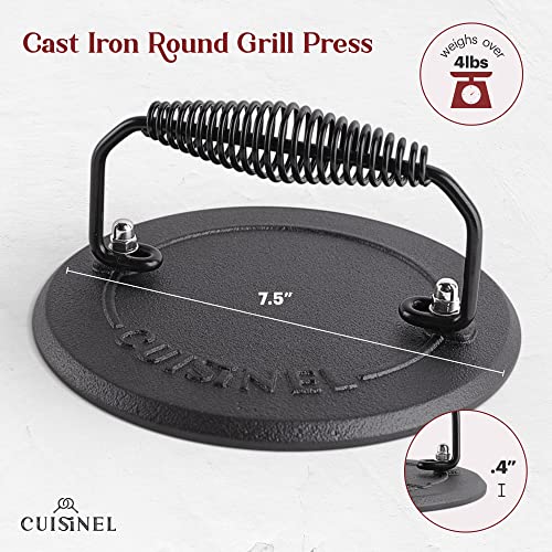 Cast Iron Skillet + Grill Press + Scraper Set