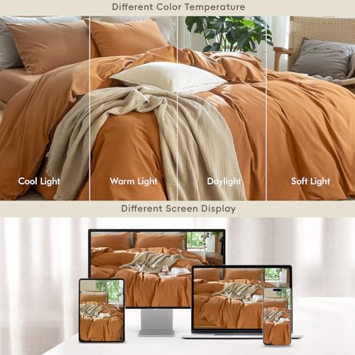 Duvet Cover Set 100% Washed Cotton Linen Like Full (64 Ounce)