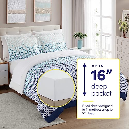 5 Piece Comforter Set Bag Solid Color All Season Soft Down Alternative Blanket & Luxurious Microfiber Bed Sheets