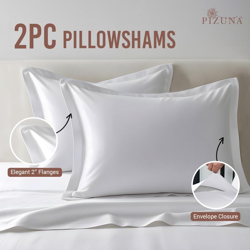 Pure 100% Cotton Pillow Shams Standard Size Set of 2 White (2 Count)