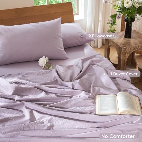 Duvet Cover Set 100% Washed Cotton Linen Like King