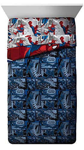 Marvel Spiderman Twin Comforter Set 4 Piece Kids Bedding for Boys