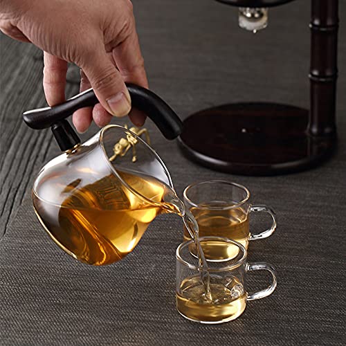 Lazy Kungfu Glass Tea Set Semi Automatic Drip Rotating with Infuser Glass Teapot Set