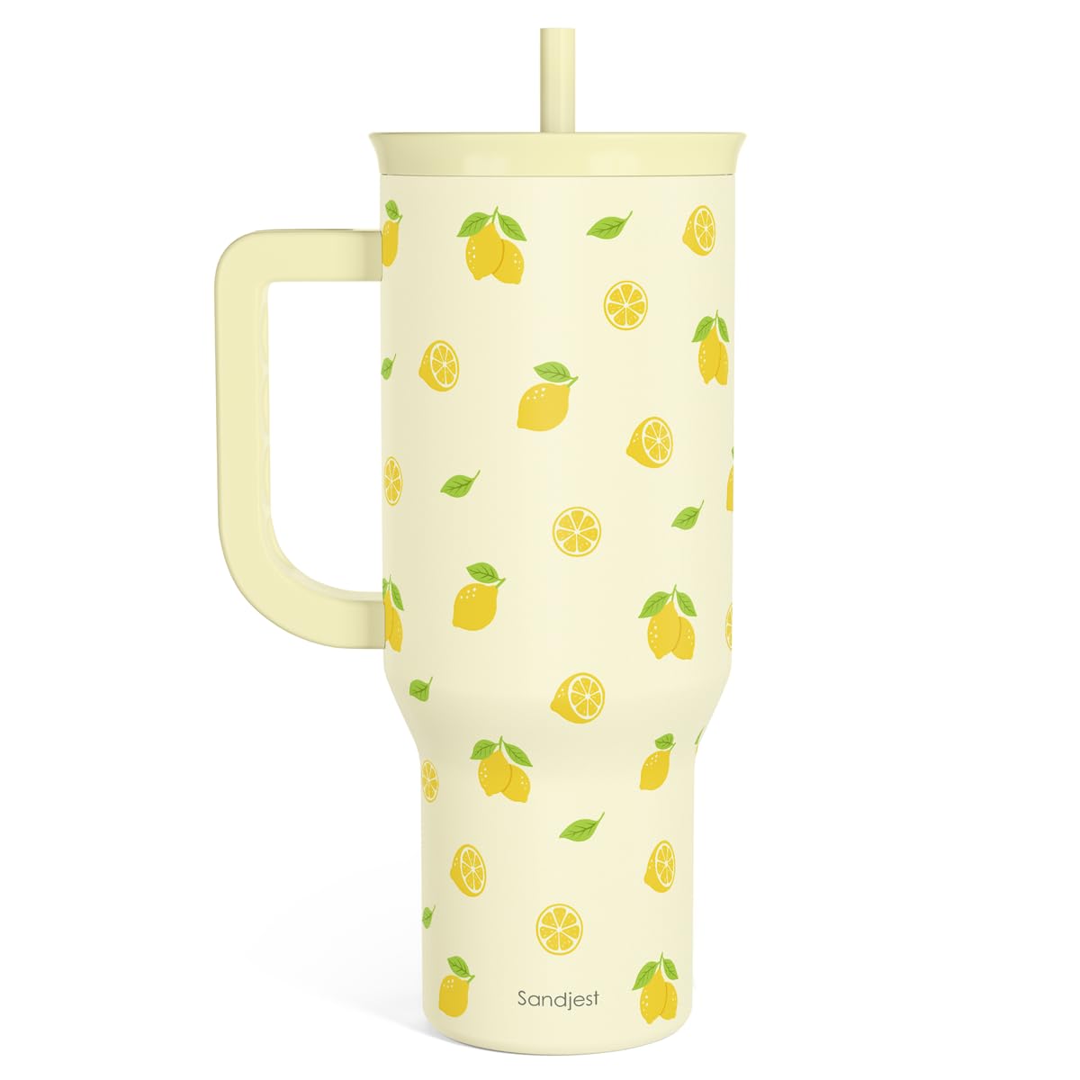 Lemon 40oz Tumbler with Handle and Straw