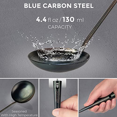 17" Blue Carbon Steel Wok Spatula and Ladle (6 Count)