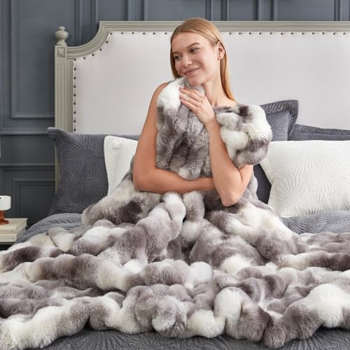 Faux Fur Throw Blanket for Couch