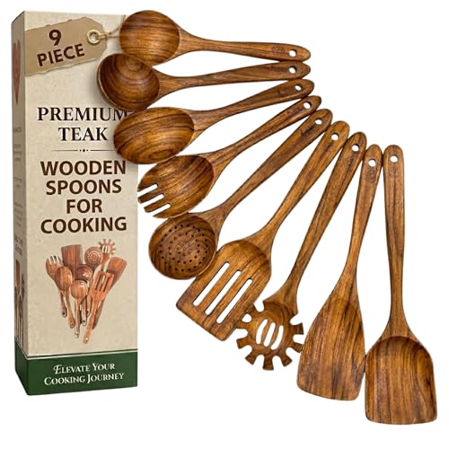 Teak Wooden Utensil Set (9 Count)