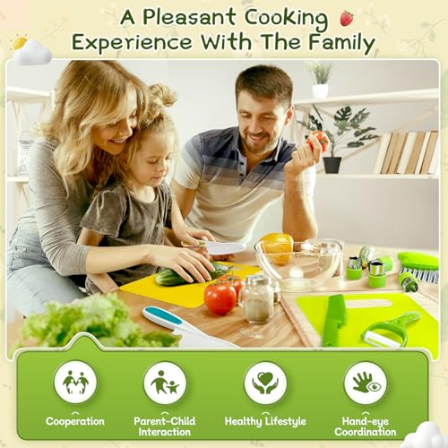 13 Pcs Kids Knife Set for Real Cooking Safe Kitchen Tools for Ages 4+