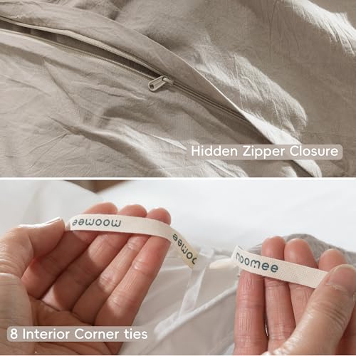 Duvet Cover Set 100% Washed Cotton Linen Like Super King (3 Count)
