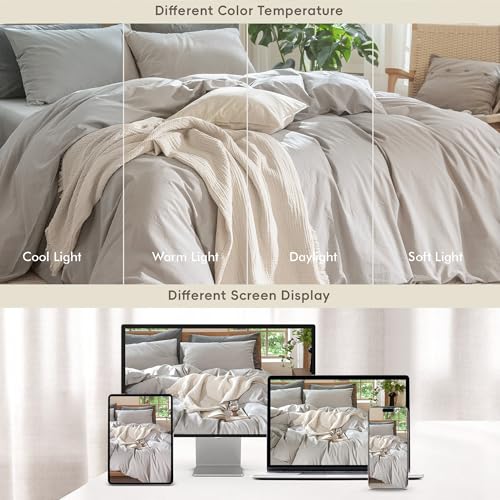 Duvet Cover Set 100% Washed Cotton Linen Like King