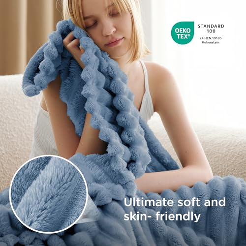 Soft Blue Throw Blanket for Couch Decor Gifts 50"x70"