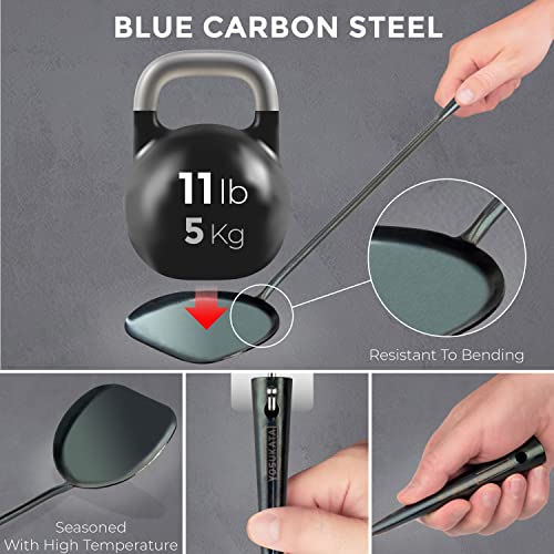 17" Blue Carbon Steel Wok Spatula and Ladle (6 Count)