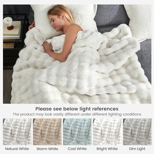 Faux Fur Throw Blanket for Couch