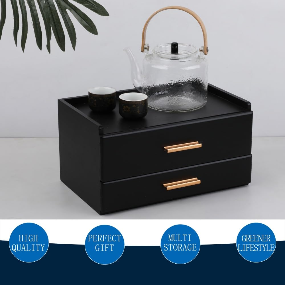 Tea Organizers with Drawer Wooden Tea Box