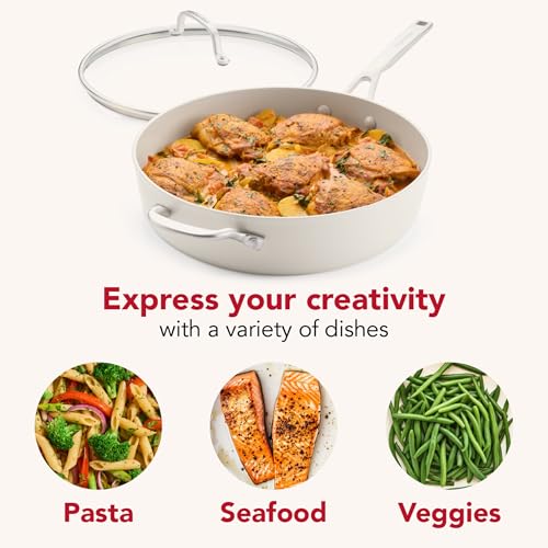 Hard Anodized Ceramic Induction Saute Pan with Lid and Helper Handle