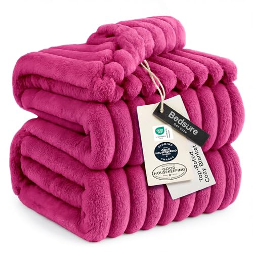 Soft King Size Blankets for Bed Hot Pink 108"x90"
