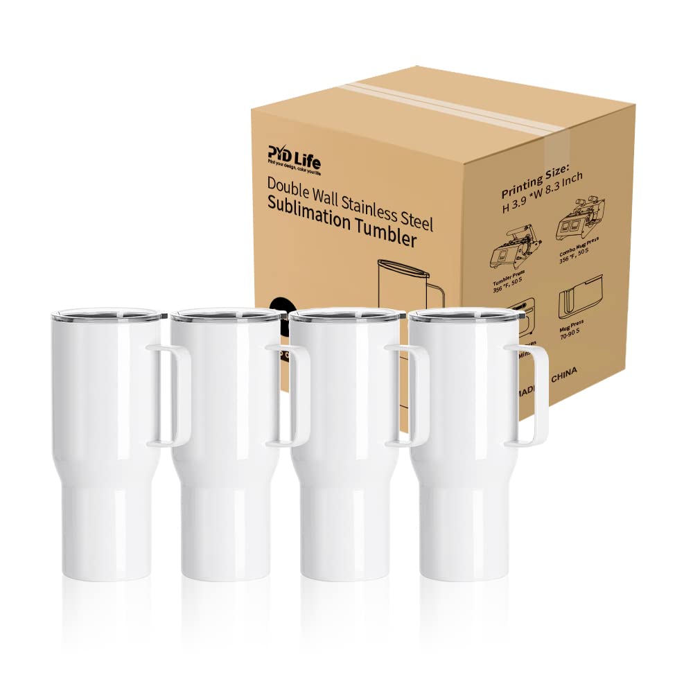 4 Pack Sublimation Travel Tumblers with Printable Handle 25 OZ (4 Count)