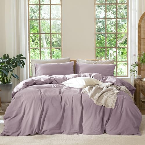 Duvet Cover Set 100% Washed Cotton Linen Like Cal King